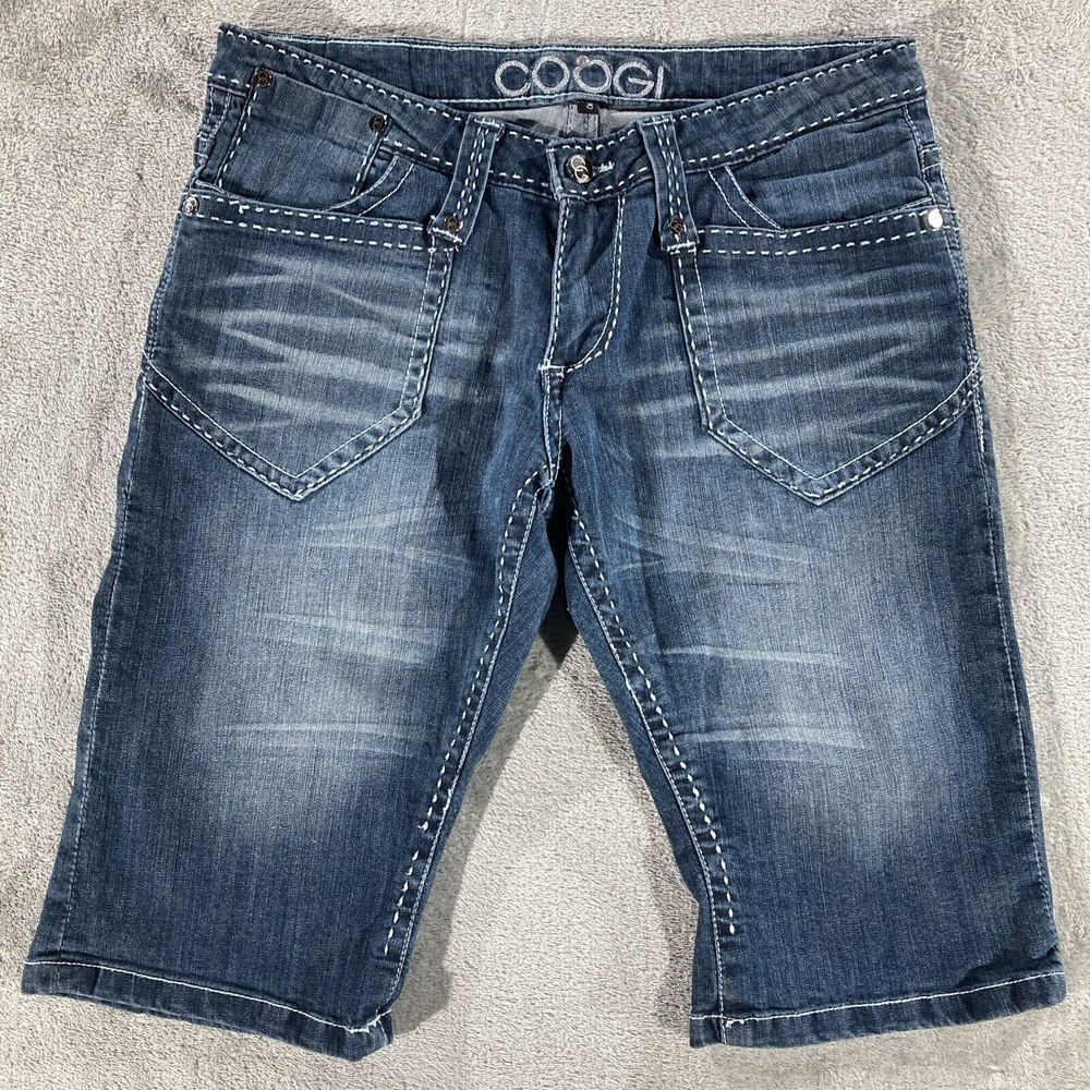 Coogi Shorts Womens Size‎ 9/10 Blue Denim Stretch Studded